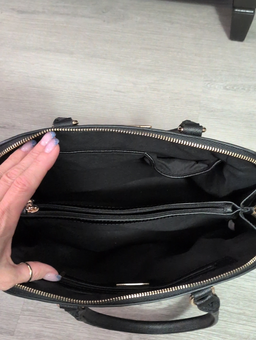 Monogram Black Saffiano Leather Dome Satchel - Picture 5 of 6